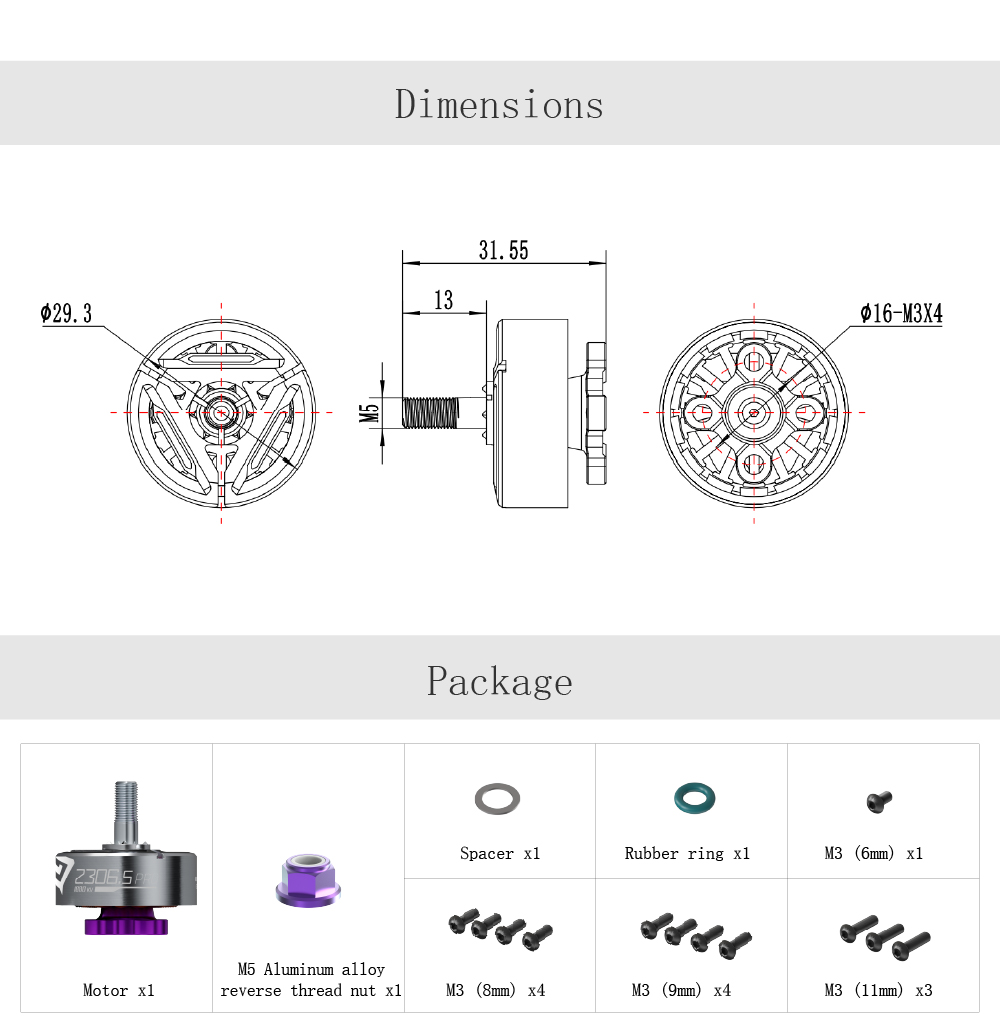 2306.5 PRO-1880KV Motor 2306.5 PRO-1880KV Motor