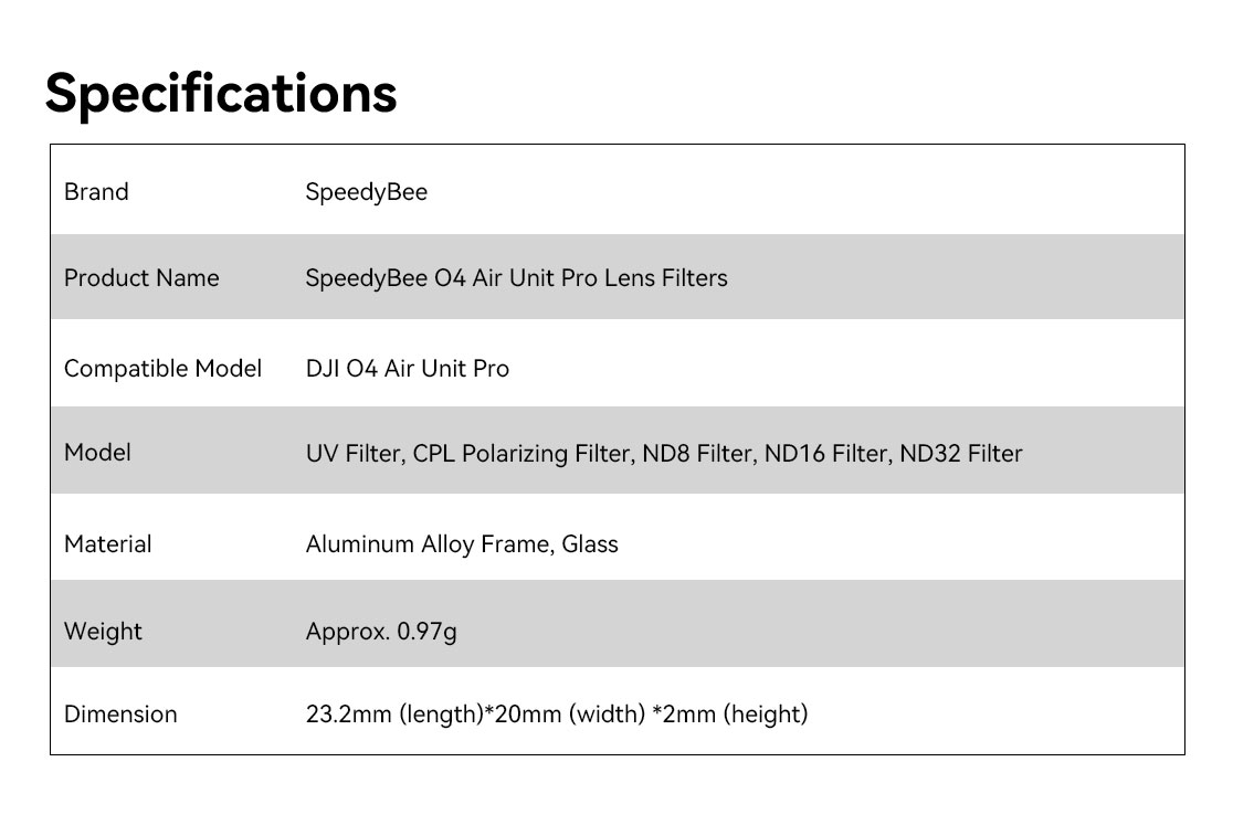SpeedyBee ND/UV/CPL SpeedyBee ND/UV/CPL